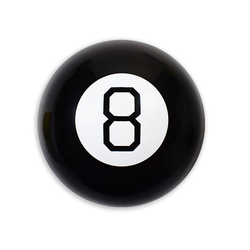 Black billiard ball with the number 8 on a white background