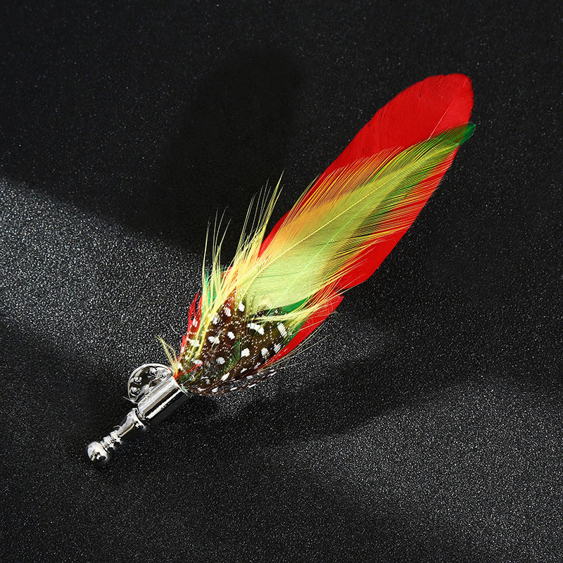 Peacock Feather Brooch – Colorful Unisex Lapel Pin