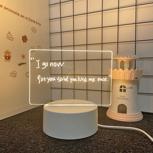 Luminous Acrylic Message Board Night Light – USB 3D Memo Lamp with Handwriting Pen