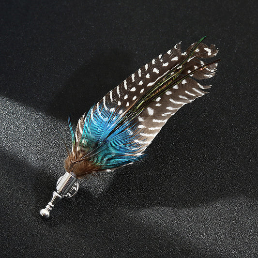 Peacock Feather Brooch – Colorful Unisex Lapel Pin