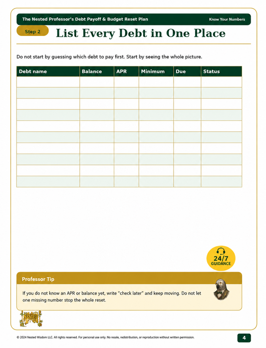 The Nested Professor's Debt Payoff & Budget Reset Plan | Nested Wisdom