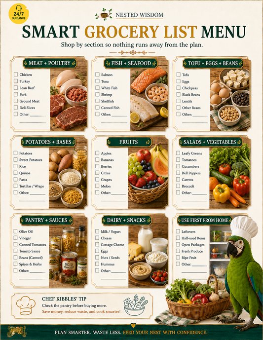 Chef Kibbles' 7-Day Grocery Saver Meal Plan | Nested Wisdom