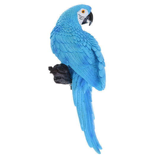 Blue parrot figurine on a white background