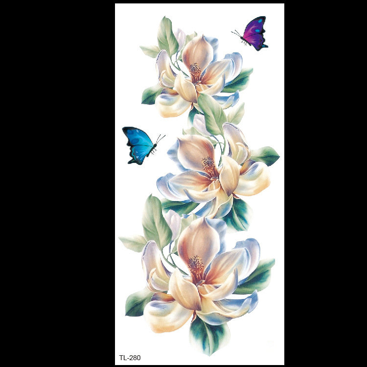 Floral design with flowers and butterflies on a white background