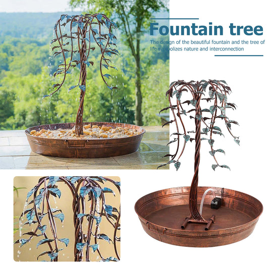 Fountain tree with water feature and decorative elements on a white background