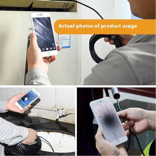 Endoscope for android or I phone showing phone and endoscope