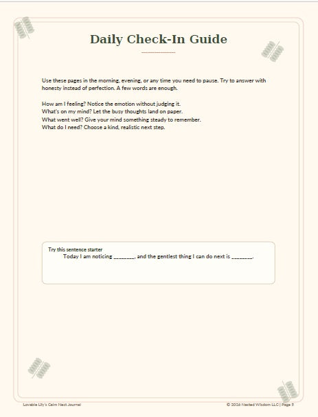 Lovable Lily's Calm Nest Journal| Spring edition | Nested Wisdom