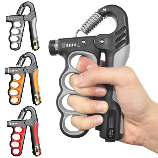 Hand grip trainer with different color options on a white background