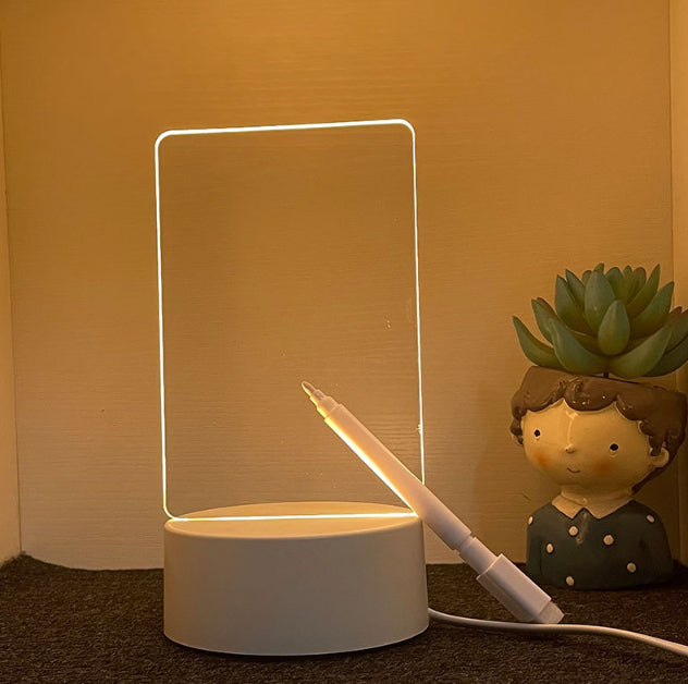 Luminous Acrylic Message Board Night Light – USB 3D Memo Lamp with Handwriting Pen