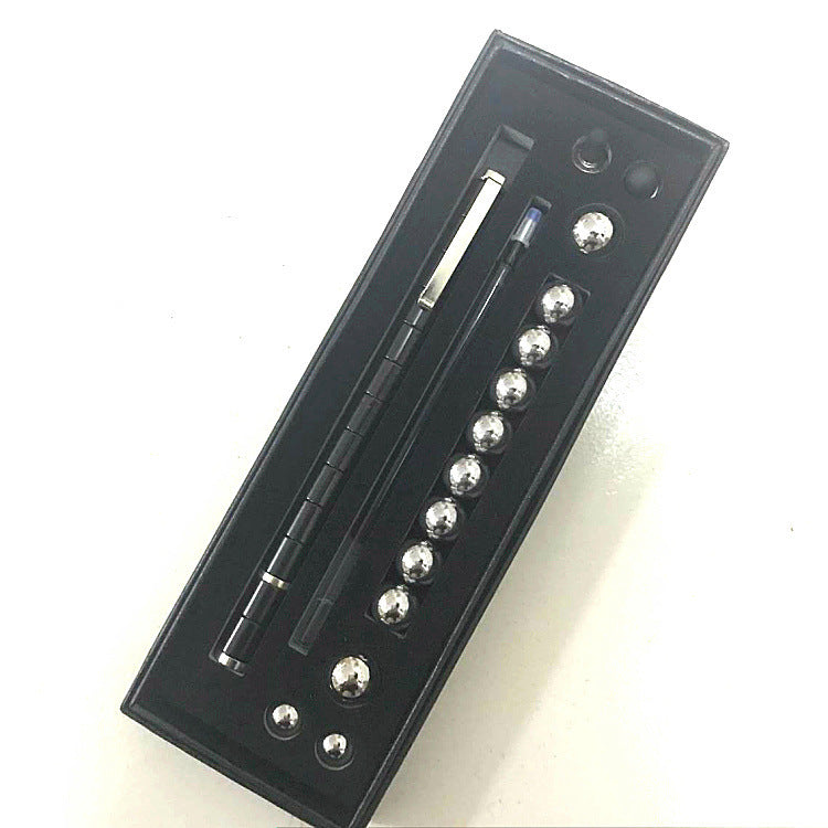 Magnetic Fidget Pen Gift Set – Refillable Ballpoint + Stylus, 13 Rings & 12 Steel Balls, Creative Desk Toy