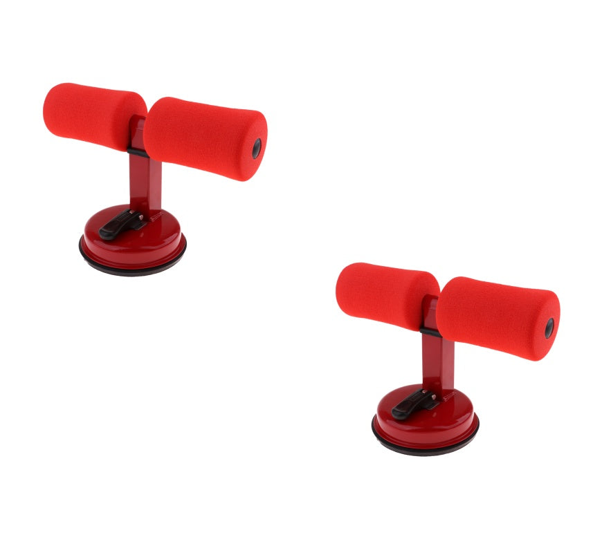 2 red single bar  sit up exercisers on a white background