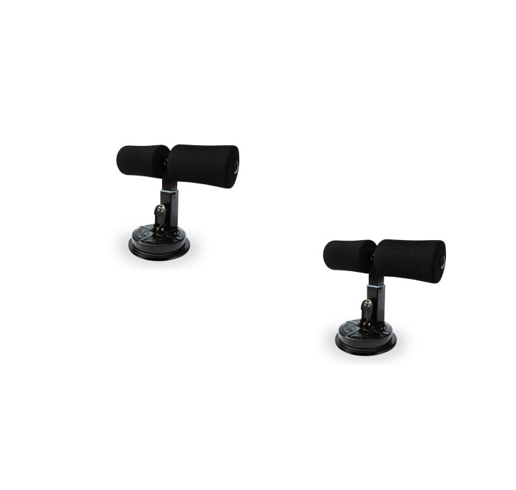 Two black sit up stands on a white background