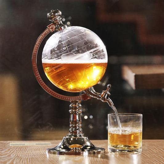 Globe Wine Decanter Drink Dispenser – Transparent Globe on Silver Stand