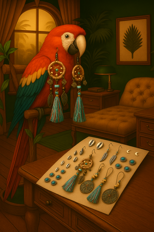 Boho Feather & Turquoise Earring Set – 6 Pairs