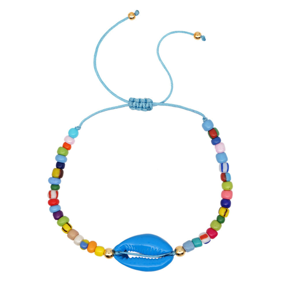 Boho Shell Rainbow Bracelet – Colorful Drip Shell Beaded Jewelry for Women