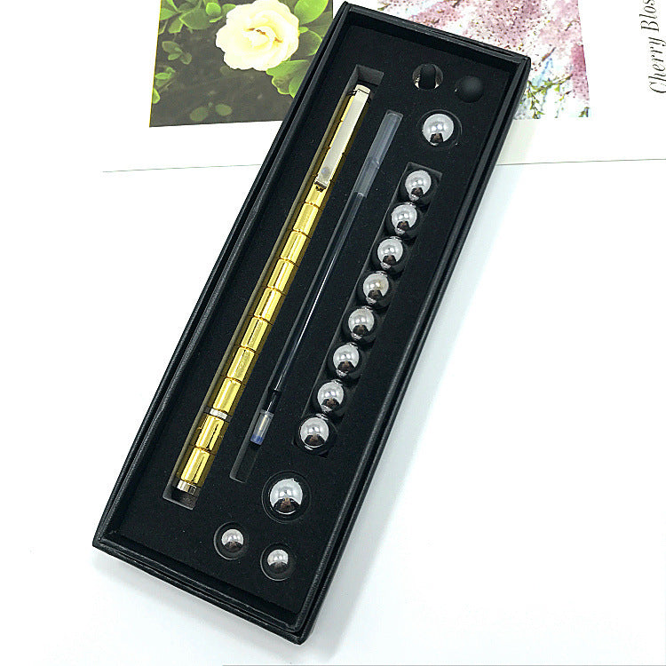 Magnetic Fidget Pen Gift Set – Refillable Ballpoint + Stylus, 13 Rings & 12 Steel Balls, Creative Desk Toy