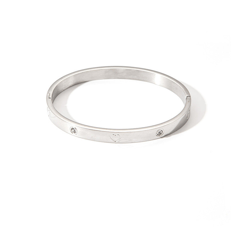Titanium Steel Bracelet for Women – Gold-Plated Geometric Luxury Bangle