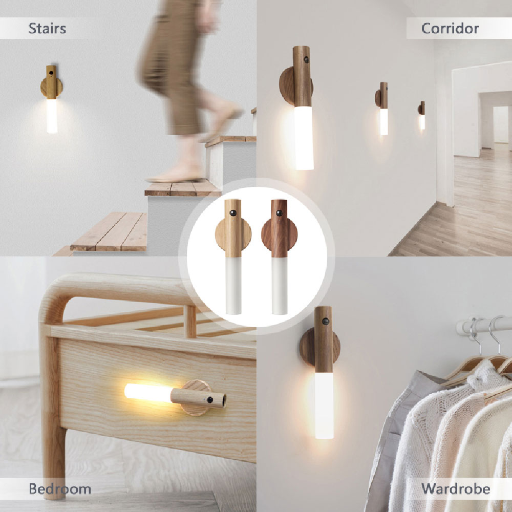 Magnetic Motion Sensor Night Light – USB Rechargeable Warm LED Wall Lamp