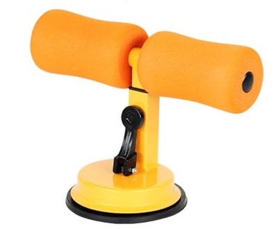 Yellow sit up device with a suction cup on a white background