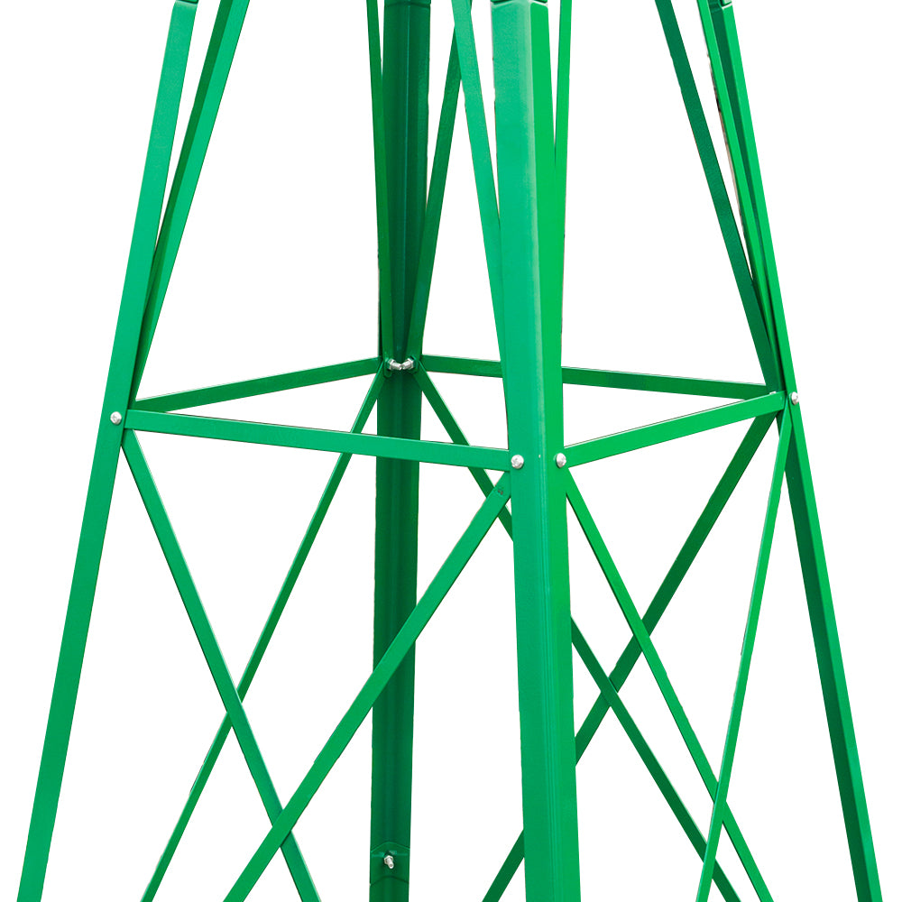 8 Ft Weather-Resistant Garden Windmill – Green Iron Yard Spinner with 22 In Wheel