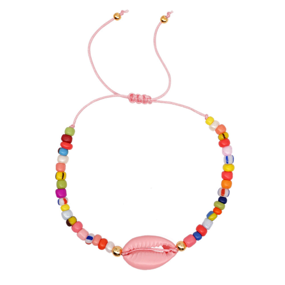 Boho Shell Rainbow Bracelet – Colorful Drip Shell Beaded Jewelry for Women