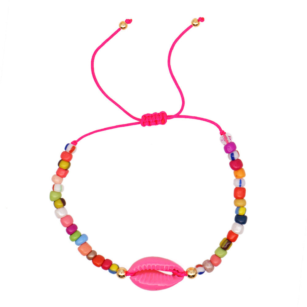 Boho Shell Rainbow Bracelet – Colorful Drip Shell Beaded Jewelry for Women