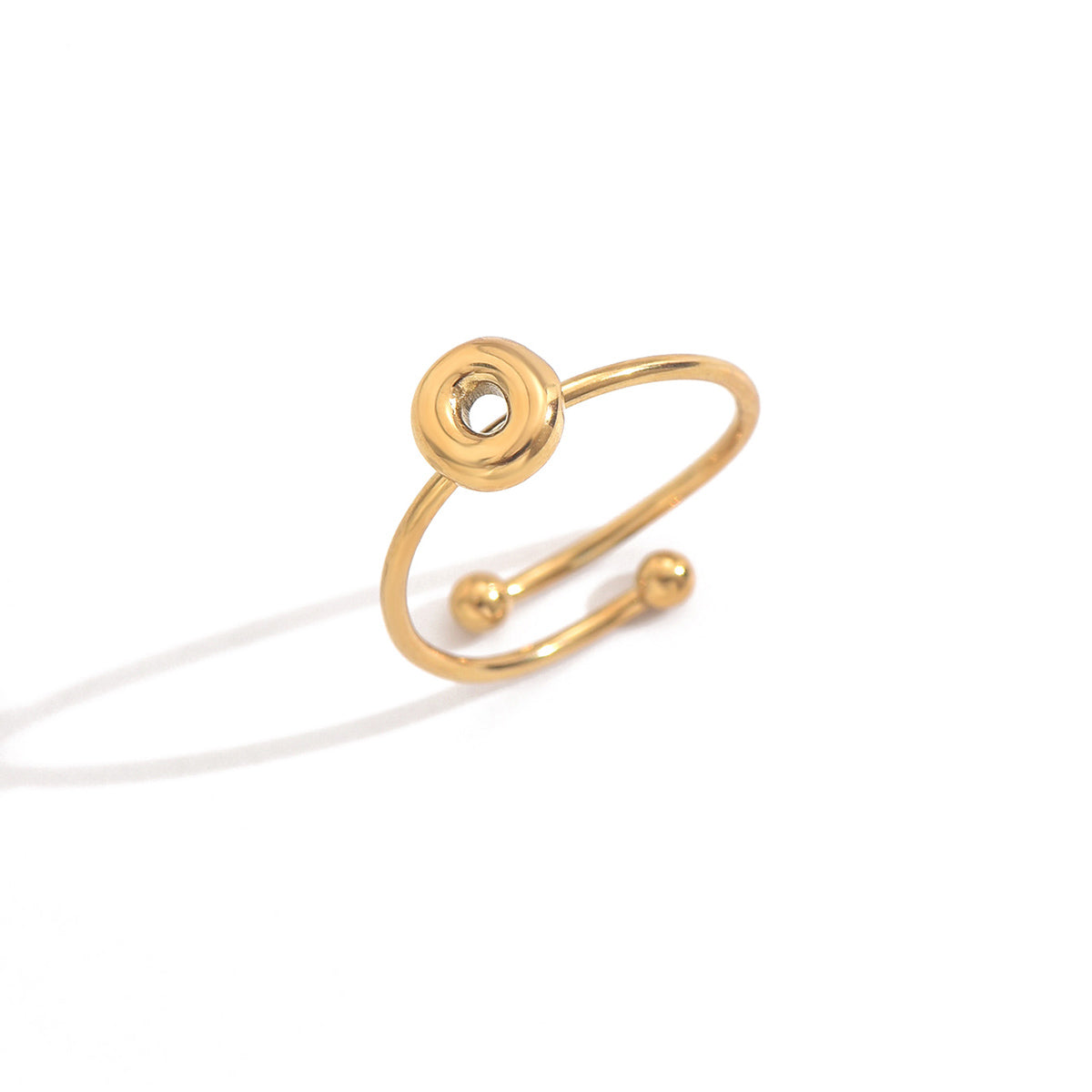 Lxalry 18K Gold Plated Stainless Steel Initial Ring