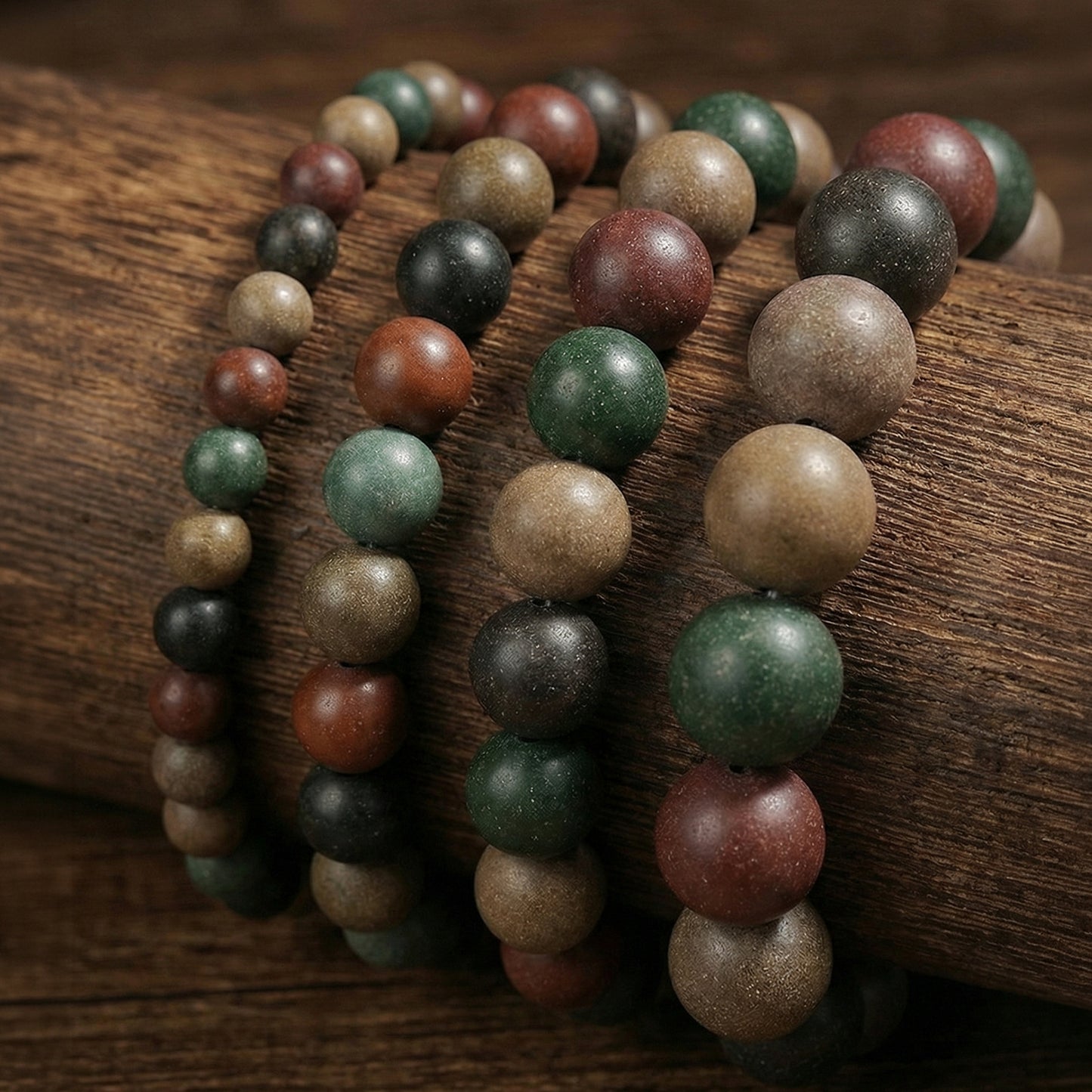 Botanical Scented Bracelet – Aromatic Wood Bead Jewelry with Earthy Natural Style