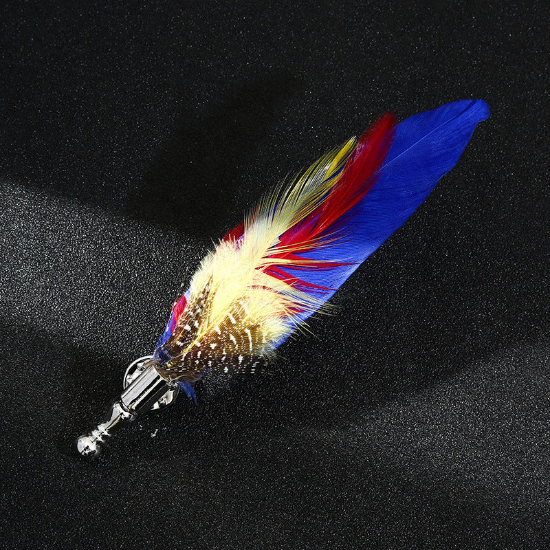 Peacock Feather Brooch – Colorful Unisex Lapel Pin