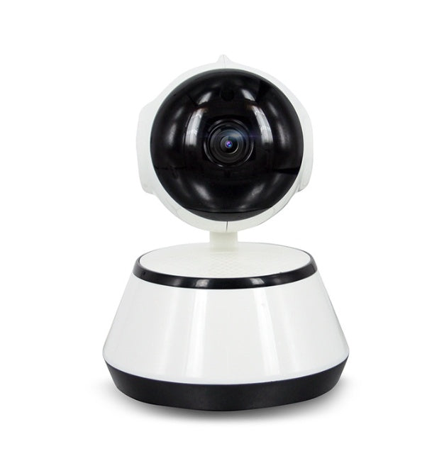 White and black security camera on a white background