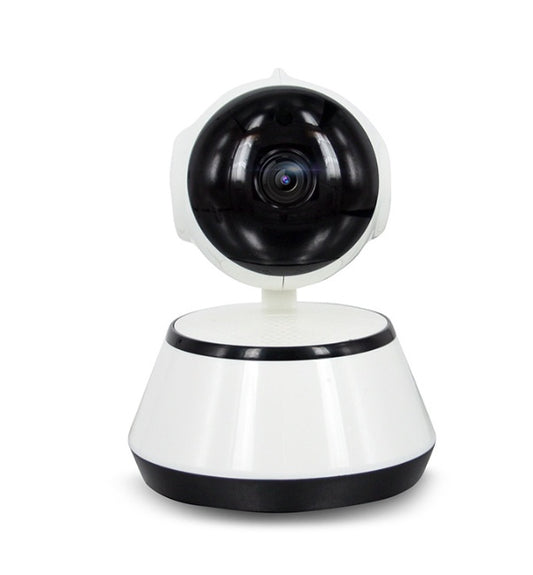 White and black security camera on a white background