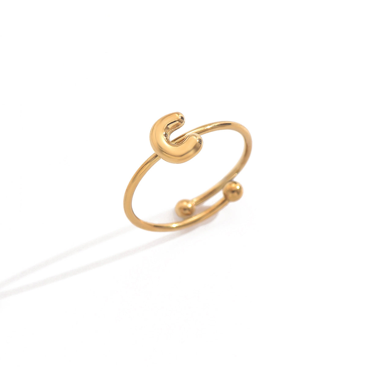 Lxalry 18K Gold Plated Stainless Steel Initial Ring