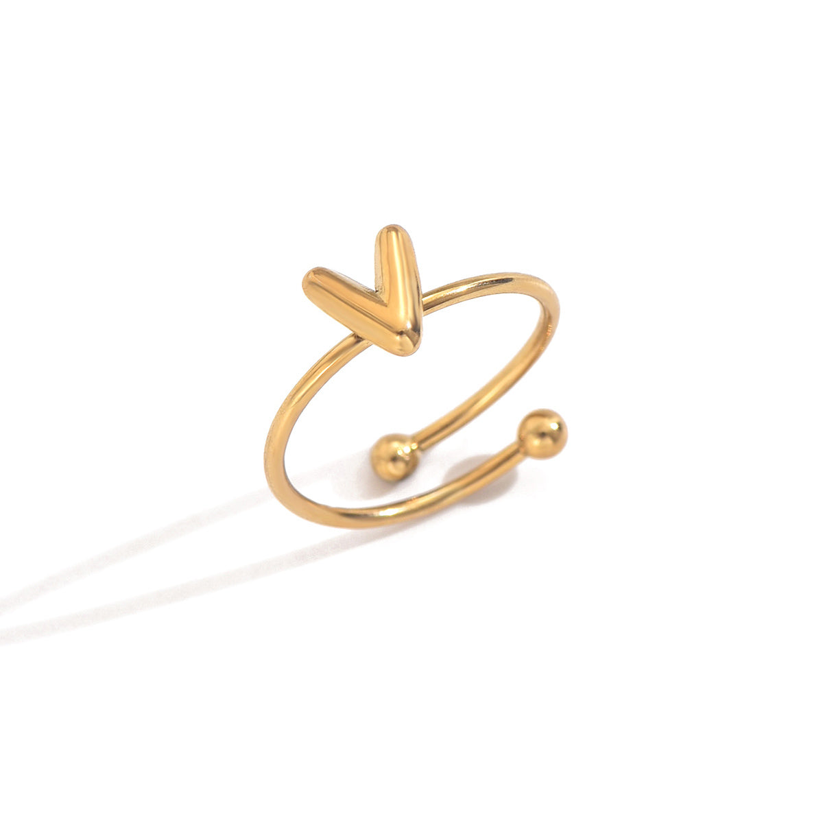 Lxalry 18K Gold Plated Stainless Steel Initial Ring