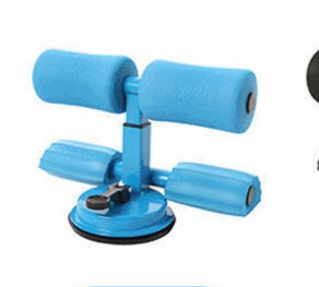 Blue double rod sit up device on a white background