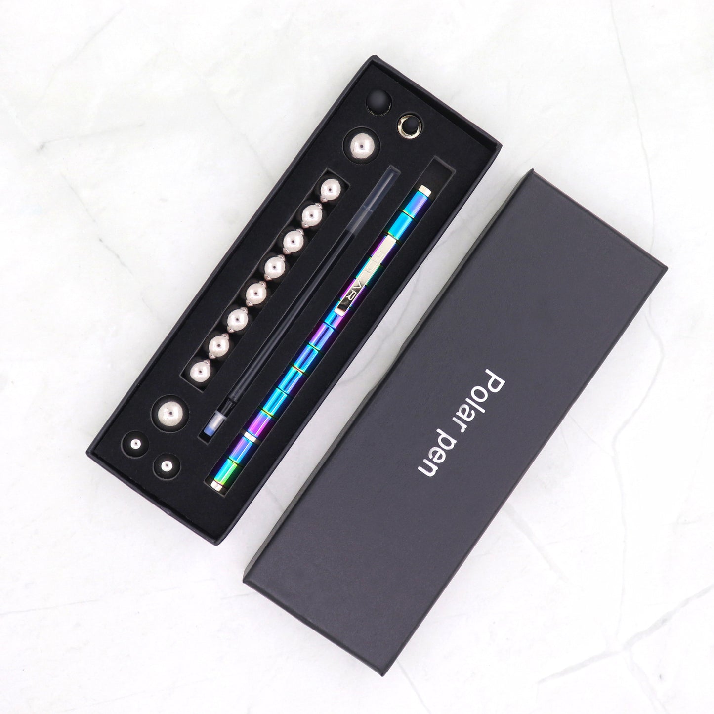 Magnetic Fidget Pen Gift Set – Refillable Ballpoint + Stylus, 13 Rings & 12 Steel Balls, Creative Desk Toy