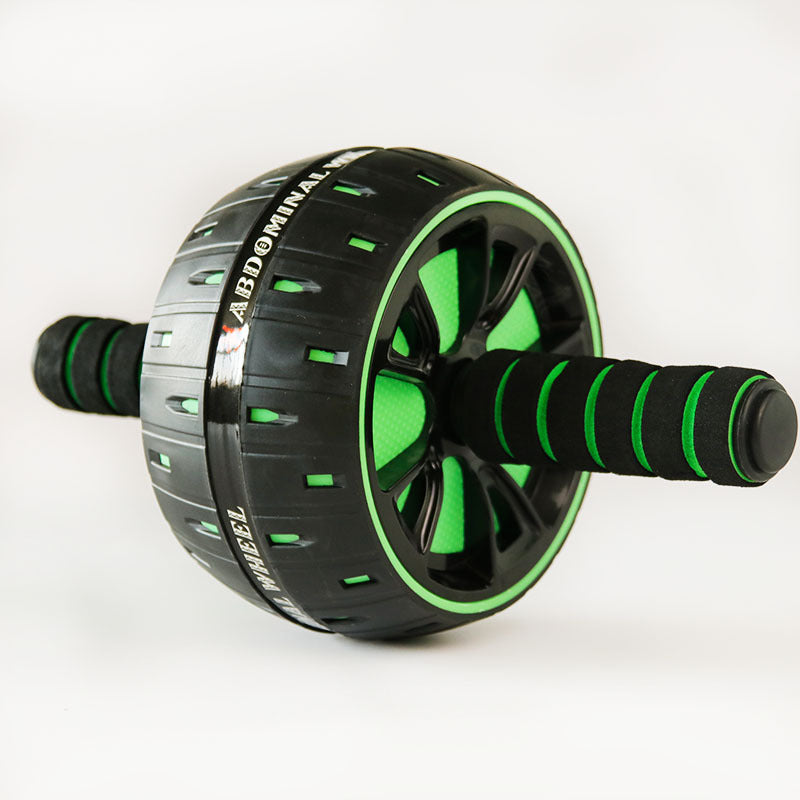 Black and green ab roller on a white background