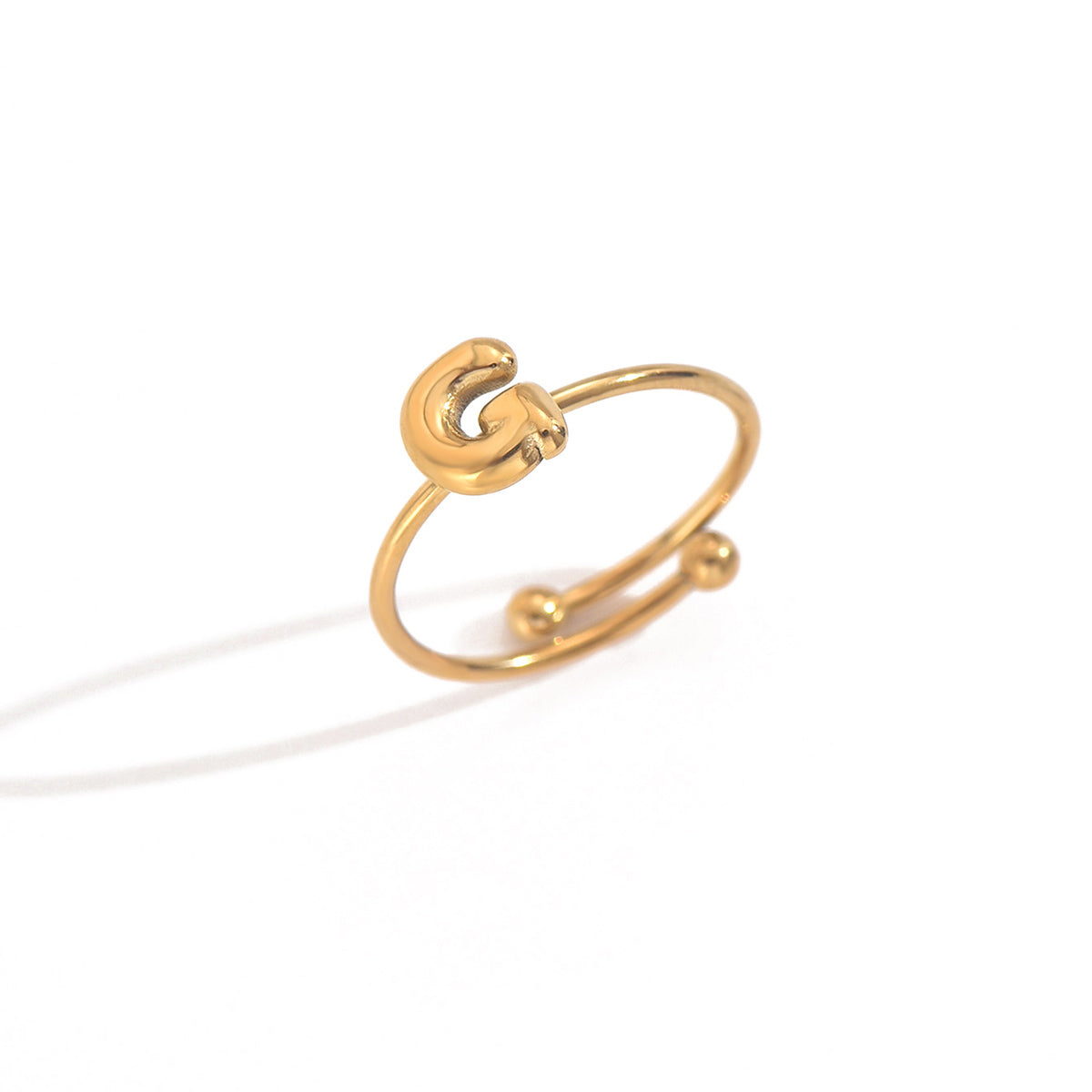 Lxalry 18K Gold Plated Stainless Steel Initial Ring