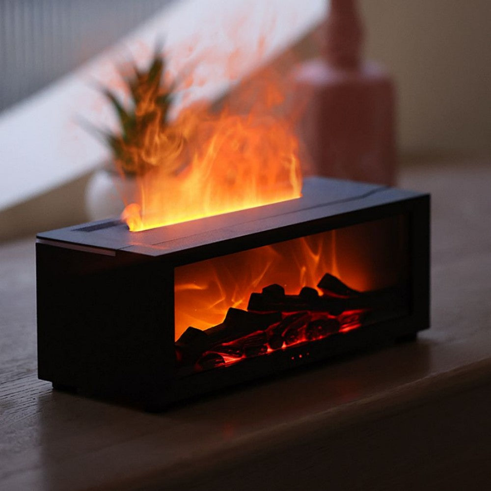 Fireplace Flame Aromatherapy Diffuser – LED Mist Humidifier with Remote Control