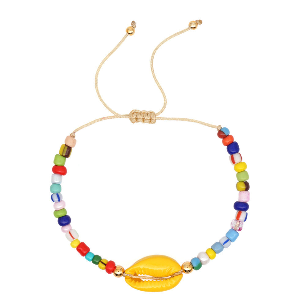 Boho Shell Rainbow Bracelet – Colorful Drip Shell Beaded Jewelry for Women