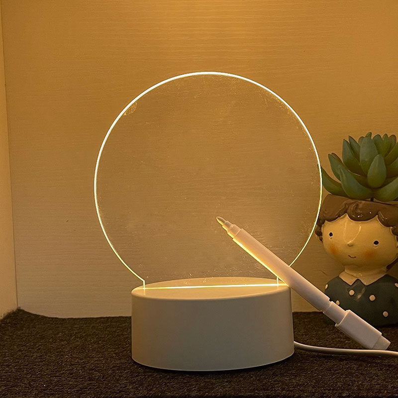 Luminous Acrylic Message Board Night Light – USB 3D Memo Lamp with Handwriting Pen