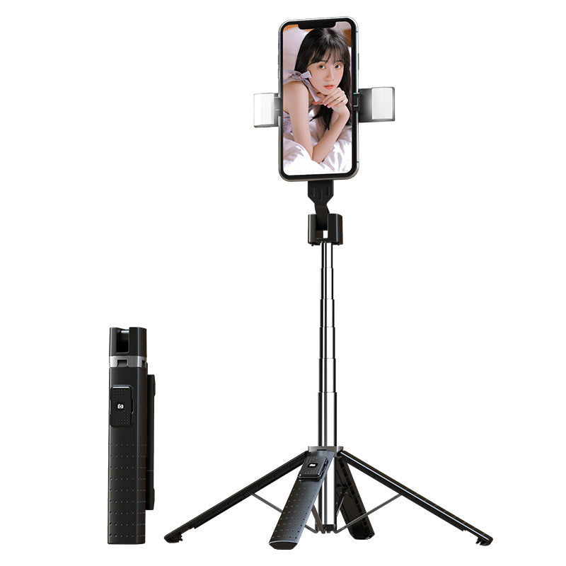 Iphone or android Phone holder with tripod and remote control on a white background