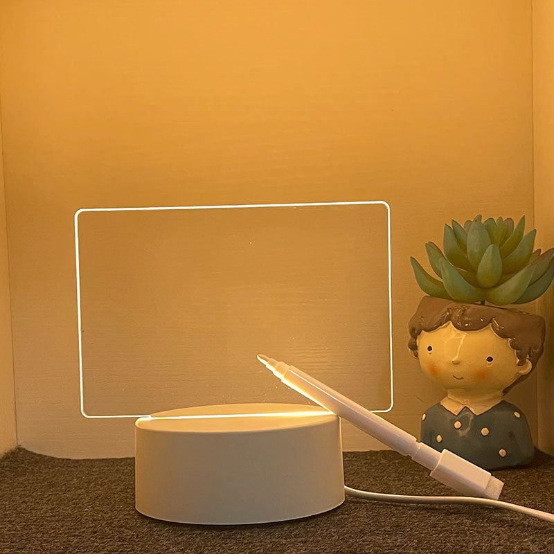 Luminous Acrylic Message Board Night Light – USB 3D Memo Lamp with Handwriting Pen