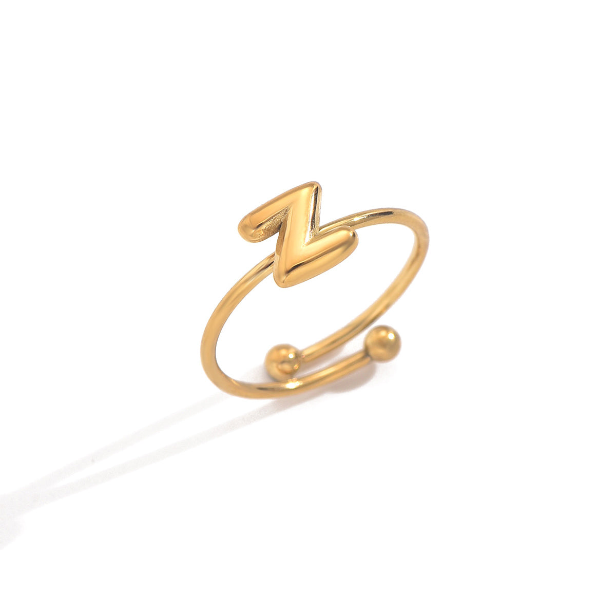 Lxalry 18K Gold Plated Stainless Steel Initial Ring