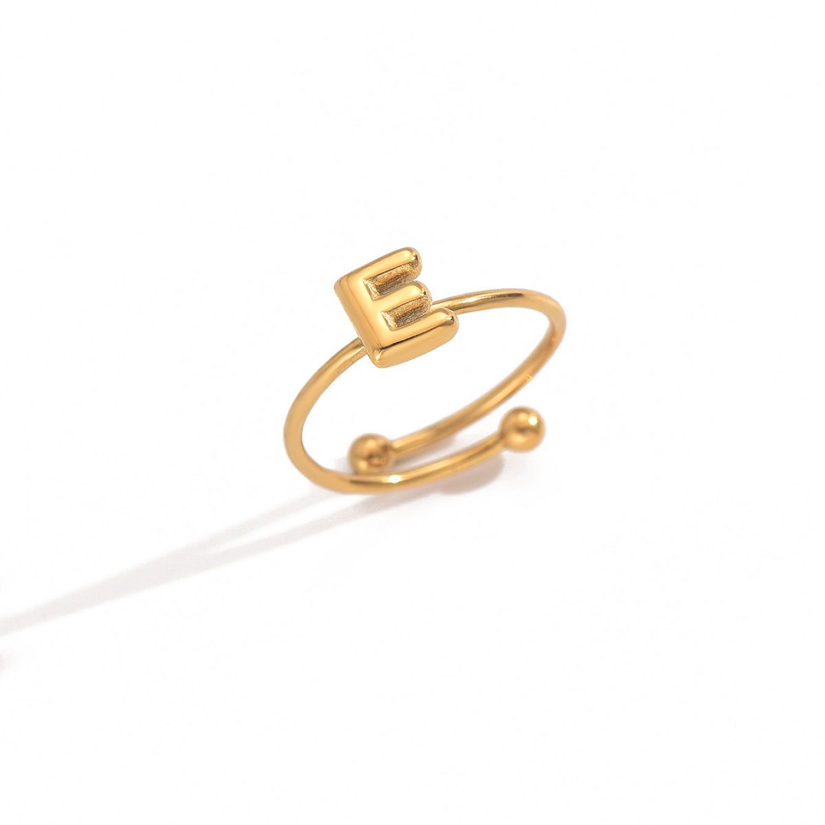 Lxalry 18K Gold Plated Stainless Steel Initial Ring