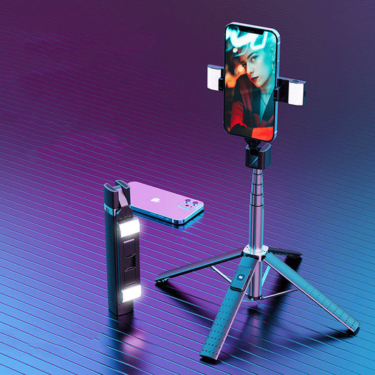 Iphone or android Phone holder with lights on a gradient purple and blue background