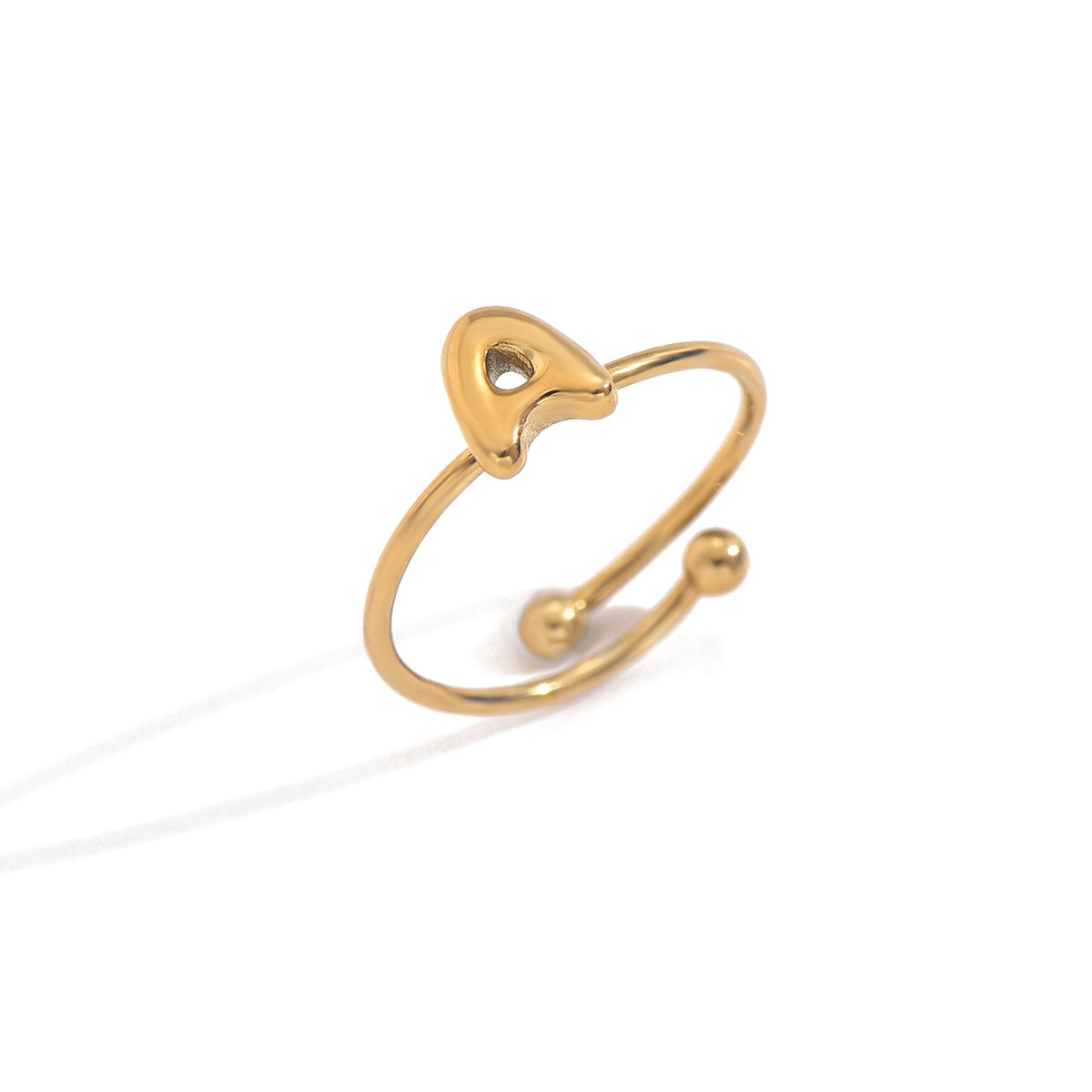 Lxalry 18K Gold Plated Stainless Steel Initial Ring