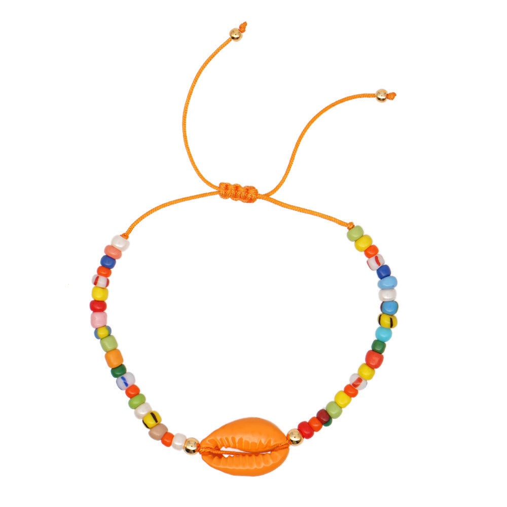 Boho Shell Rainbow Bracelet – Colorful Drip Shell Beaded Jewelry for Women