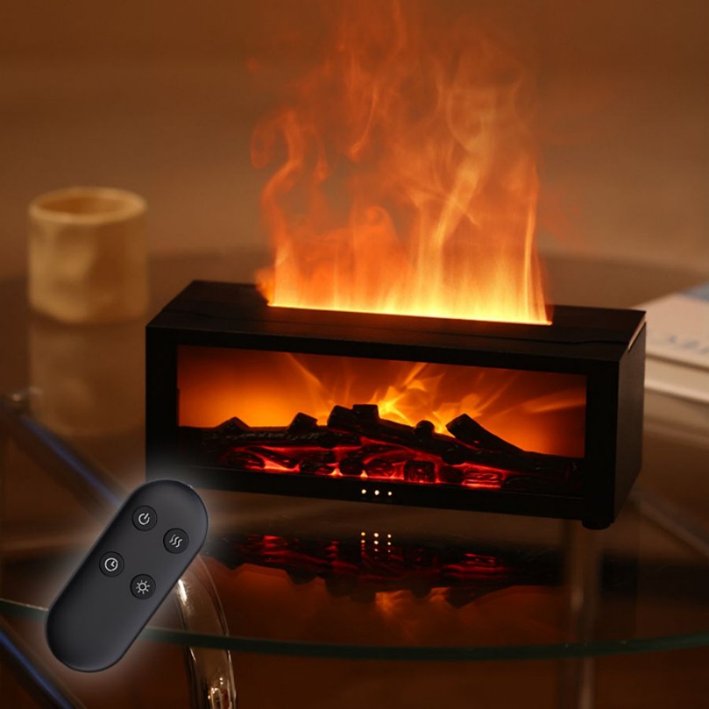 Fireplace Flame Aromatherapy Diffuser – LED Mist Humidifier with Remote Control