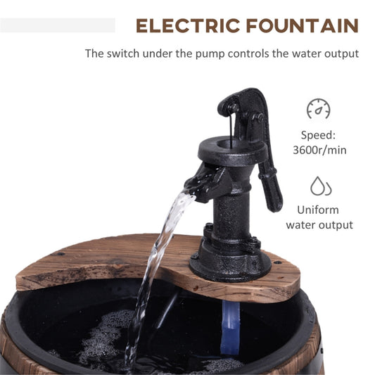 Rustic Barrel Water Pump Fountain – Fir & Iron, UL Pump