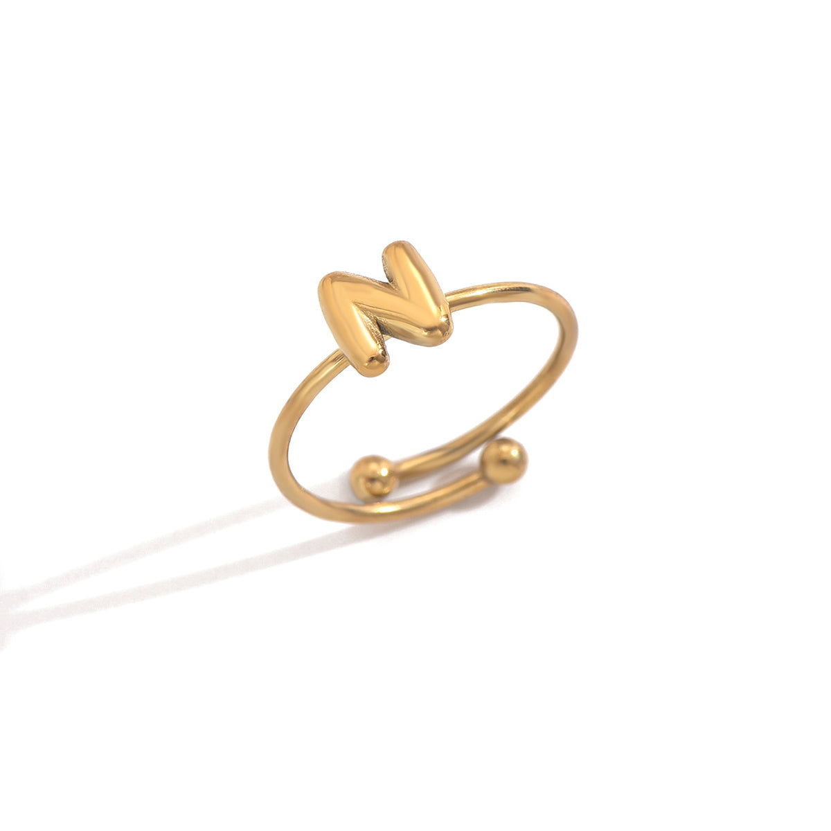 Lxalry 18K Gold Plated Stainless Steel Initial Ring